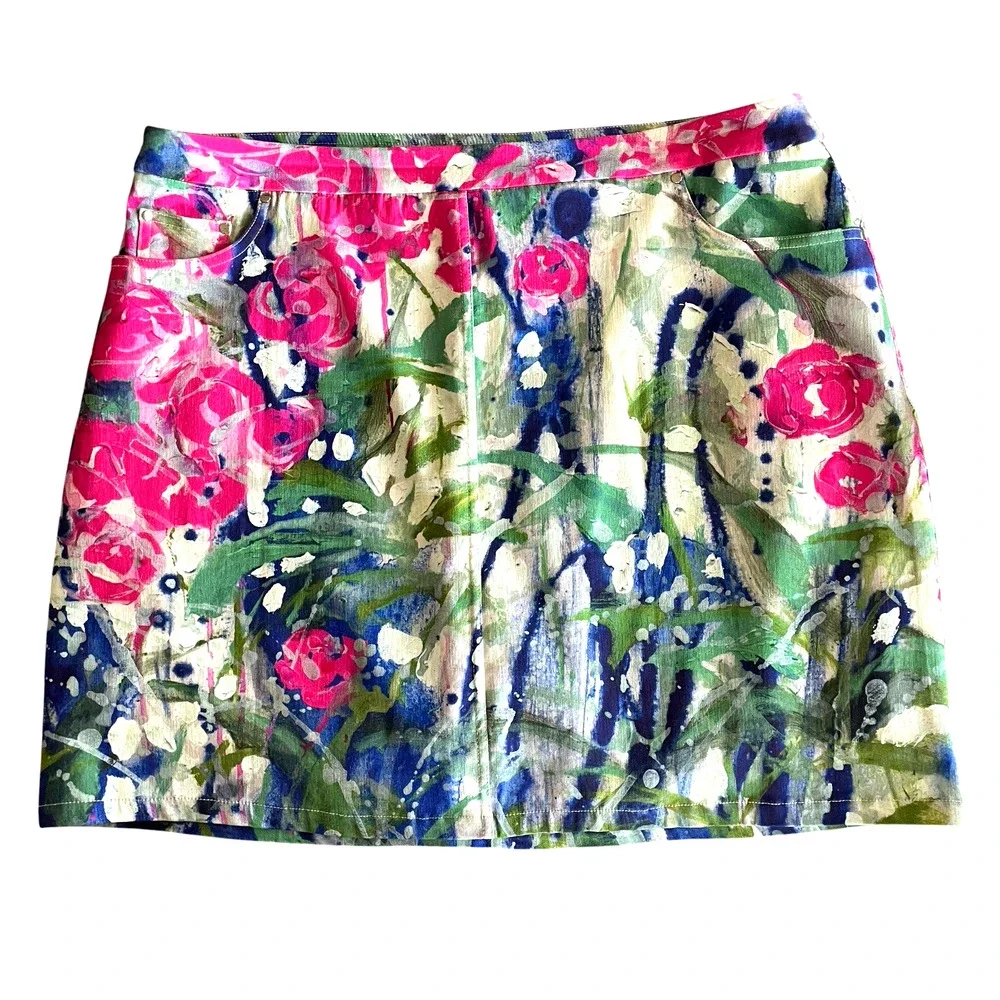 CLAIRE DESJARDINS Anthropologie Size Large Floral Activewear Pull-On Skort Women - Picture 1 of 8